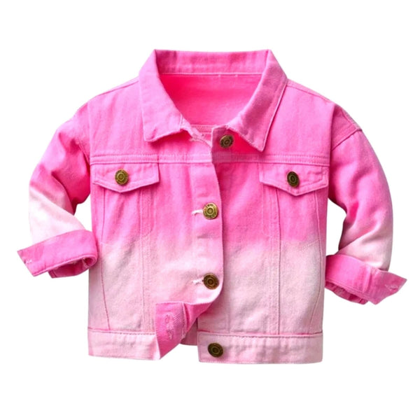 Girl's 10-11Y Pink Gradient Jean Jacket Glam Girl Fashion 