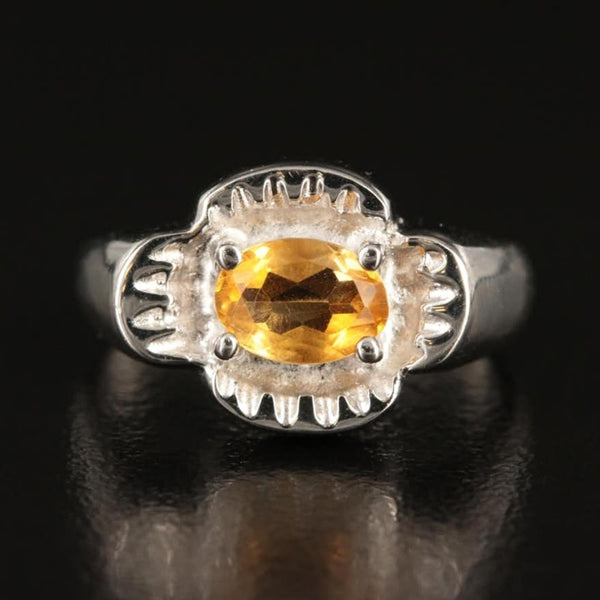 Sterling Silver Citrine 7.25 Gemstone Ring Rings Source Unknown 