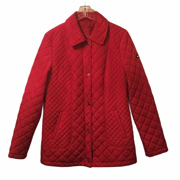 Calvin Klein Red Quilted Jacket, Medium Pre-loved Calvin Klein 
