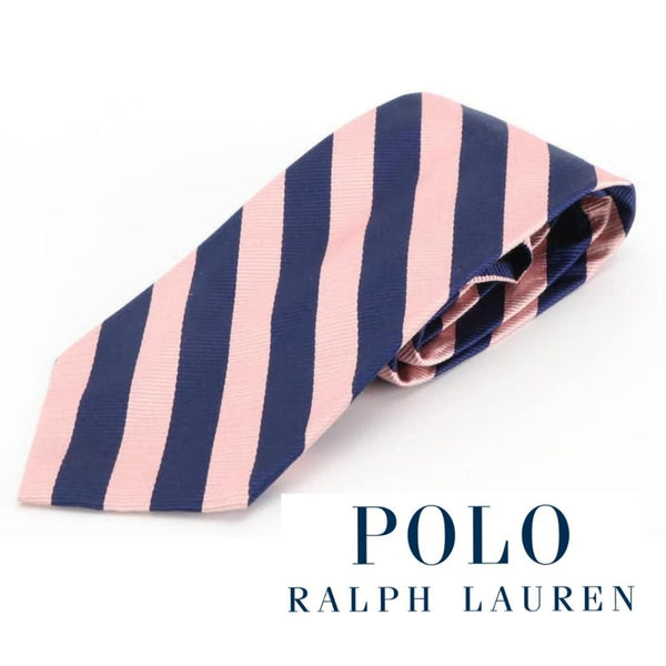 Polo Ralph Lauren Striped Navy & Pink Silk Tie Polo by Ralph Lauren 