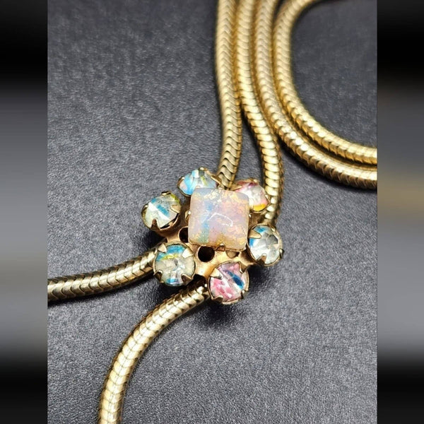 Elegant Vintage Gold Tone Rhinestone Adjustable Tassel Bolero Necklace Necklaces Vintage 