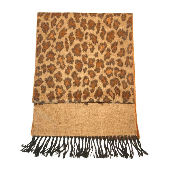 The Specialty House Cheetah Print Super Soft Cashmere Feel Fringed Oblong Scarf Vintage 