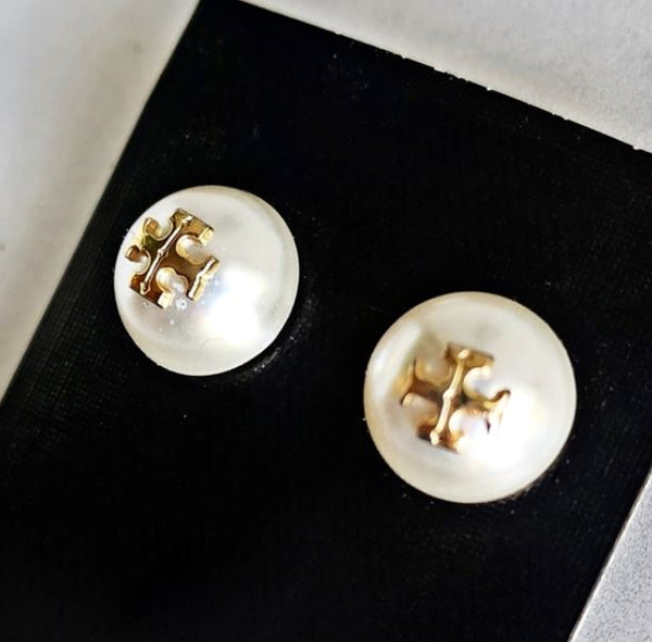 Tory Burch Domed Pearl Button Earrings Earrings Upcycled Gemz 