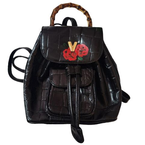 Valentino Christy Handpainted Black Leather Backpack Bags Pre-loved Valentino Christy 