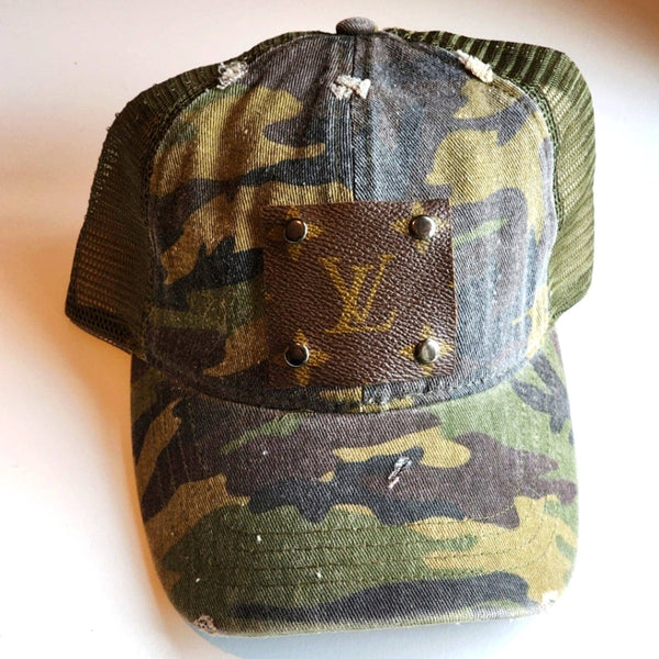 Camouflage Adjustable LV Patch Cap Upcycled Gemz 