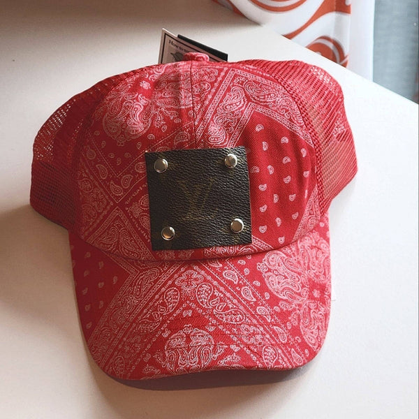 Red Paisley Adjustable LV Patch Cap Upcycled Gemz 