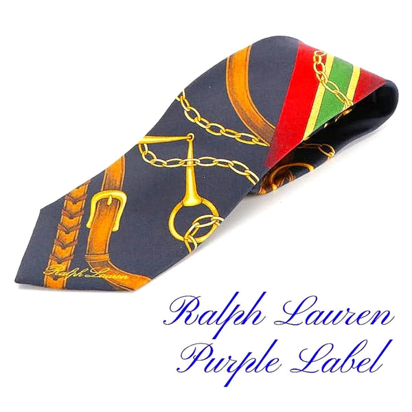 TOP OF THE LINE Ralph Lauren Purple Label Equestrian Print Silk Tie Polo by Ralph Lauren 