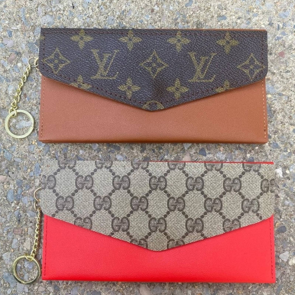 Long Wallet Adorned with Gucci Coated Canvas Flap with Key Ring Upcycled Gemz 
