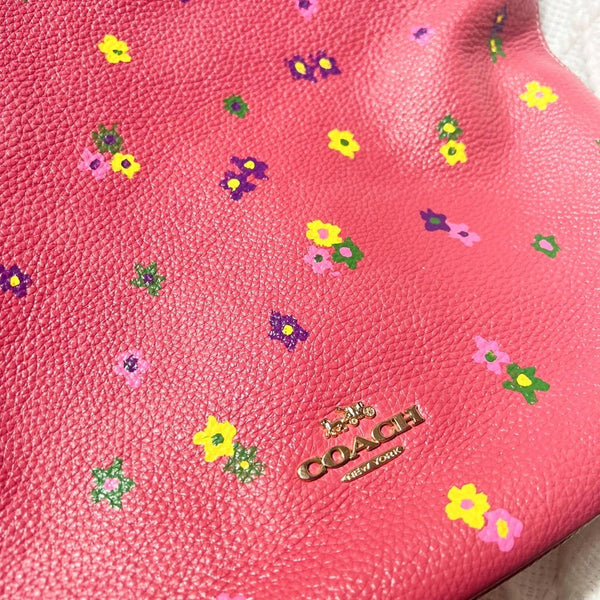 Coach Abby Duffle Pink Polish Pebble Leather Xbody Shoulder Handpainted Bag Coach 