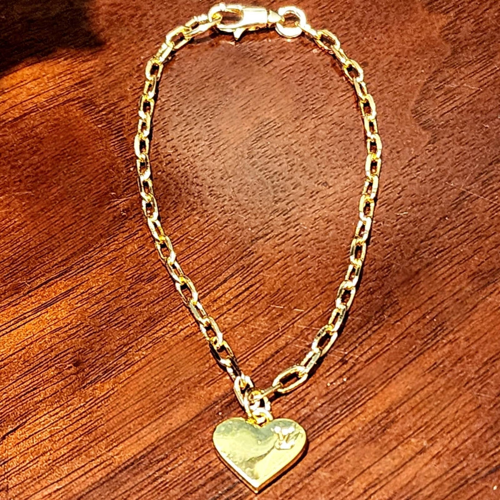 Upcycled Auth LV Gold Heart Charm on 22K GF Lobster Clasp Bracelet Upcycled Gemz 