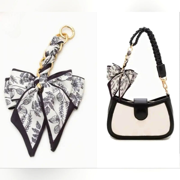NWT Silky Scarf Bow Extension Chain Handbag Strap Upcycled Designer Gemz 