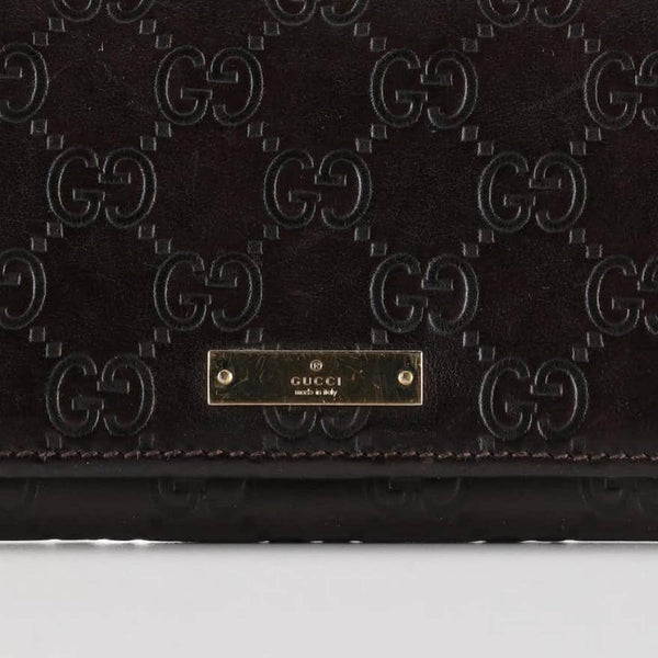 Authentic Gucci Flap Wallet in Black/Dk Brown Guccissima Leather Wallet on Chain Gucci 