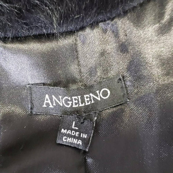 NWOT ANGELO Premium Dark Gray Faux Fur Zip Front Jacket, L Angelo 