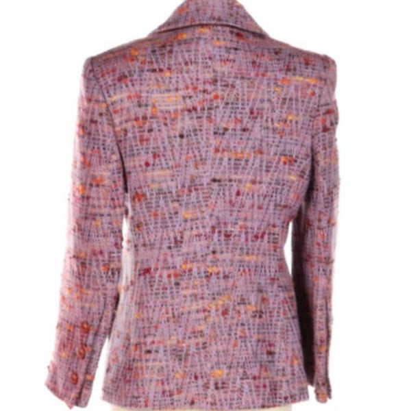 Christian Lacroix Wool Blend Boucle Single Breasted Notched Lapel Blazer Christian Lacroix 