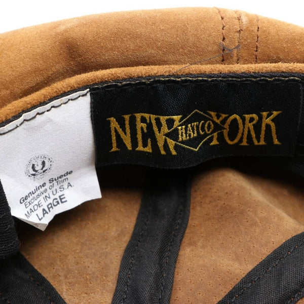 New York Hat Company Tan Suede Leather Newsboy Spitfire Hat, Men's Large Upcycled Designer Gemz 