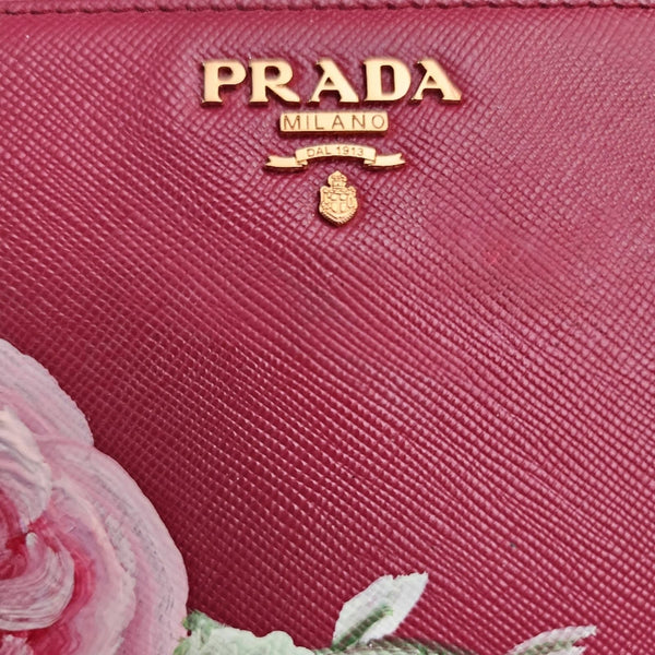 Authentic Handpainted Prada Saffiano Zip Wallet with Crossbody/Shoulder Strap Prada 