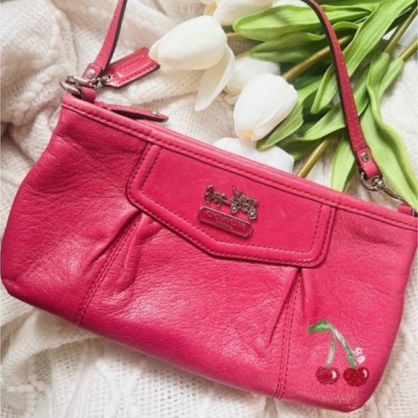 Authentic COACH Crossbody Bag in Pink with Handpainted Cherries Coach 
