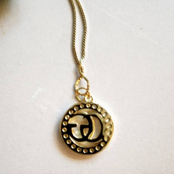 Designer Gold/Rhinestone Round Charm Finding Necklace Upcycled Gemz 