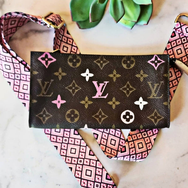 Wallet on Chain (WOC) Upgrade - LV/LUXURIOUS LOGOS IN PINK COMBO Upcycled Gemz 