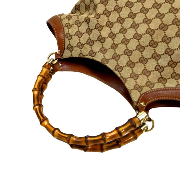 Authentic Gucci Handbag Bamboo Brown Canvas 1354314 Gucci 