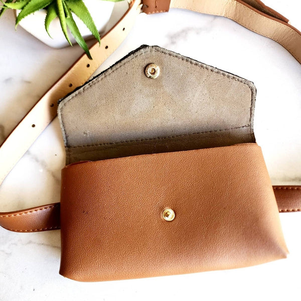 Waist/Bum Bag with Repurposed Fendi Handbag Fabric w/Stud Detail on Flap Upcycled Gemz 