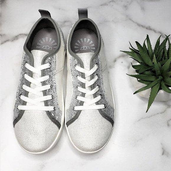 UGG Canvas Lace-up Ivory Gray Sparkle Sneaker Shoes UGG 