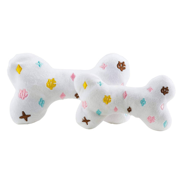 White Chewy Vuiton Plush Bone Chew Toys for Dogs Novelties Haute Diggity Dog 