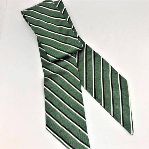 MAXMARA Green Striped 100% Silk Bias Cut Tie Belt Accessories MaxMara 