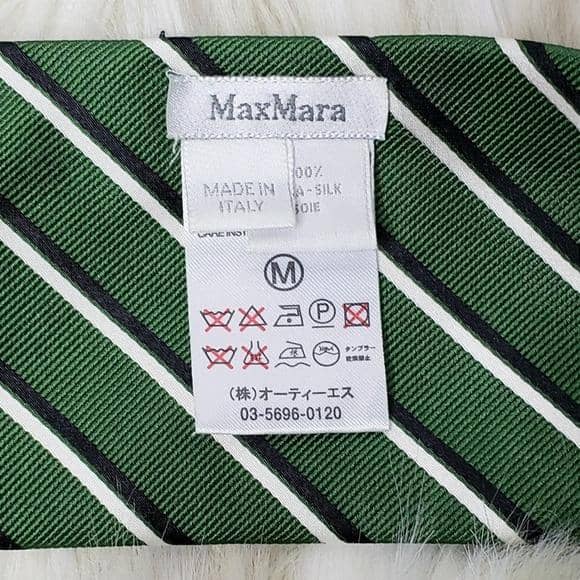 MAXMARA Green Striped 100% Silk Bias Cut Tie Belt Accessories MaxMara 