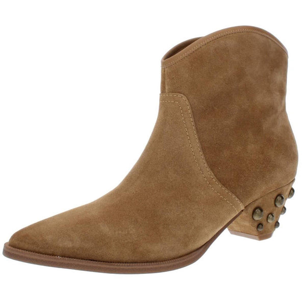 Marc Fisher Rippa Studded Heel Suede Ankle Booties in Dark Natural Suede Marc Fisher 