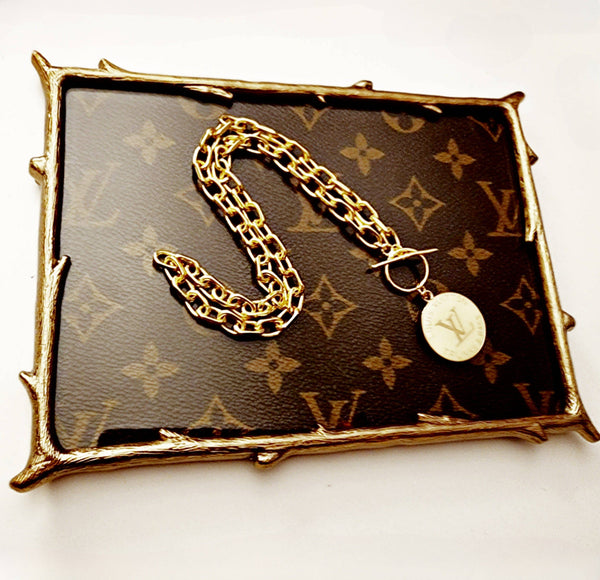 Upcycled LV Leather Jewelry Tray - Small Jewelry Tray Upcycled Gemz 