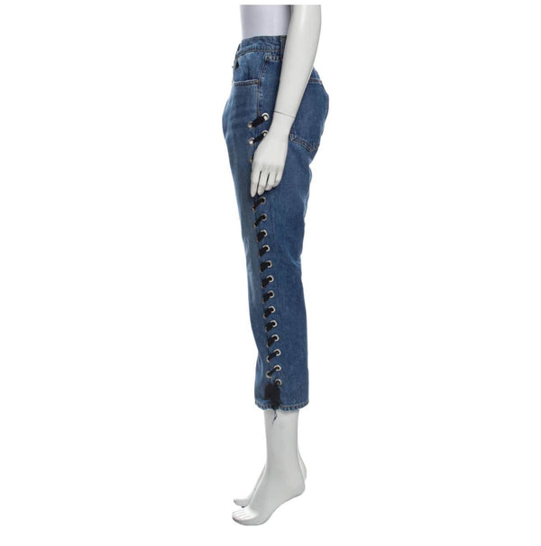 Veronica Beard High Rise Side Lace Up Cropped Jeans Jeans Veronica Beard 