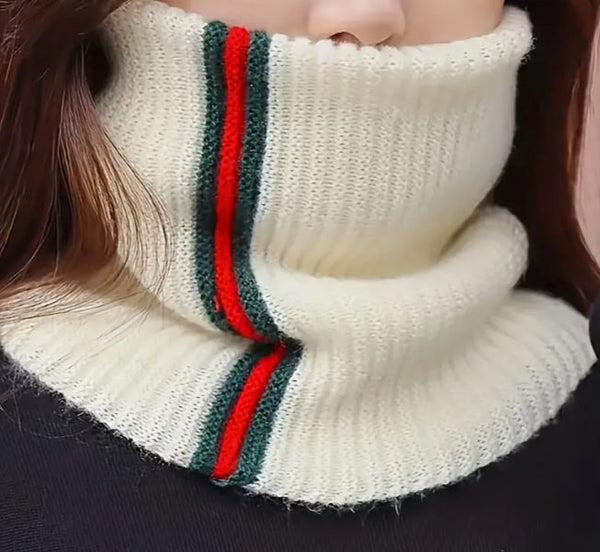 Ribbed Striped Acrylic Neck Scarf / Snood Accessories Glam Girl Fashion 