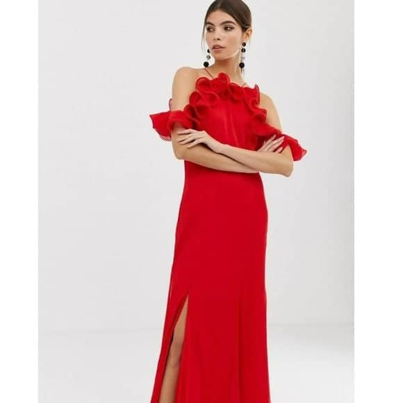 Keepsake The Label Embrace Red Ruffle Gown, Size S KEEPSAKE the Label 