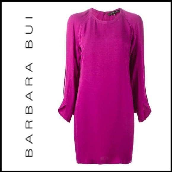 BARBARA BUI Silk Magenta Bell Sleeve Dress Dresses Barbara Bui 